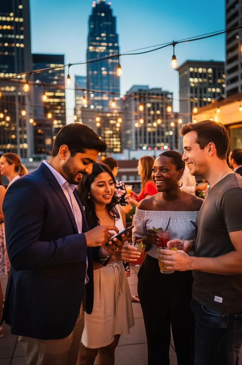 Group of diverse travelers enjoying an inclusive meetup.
